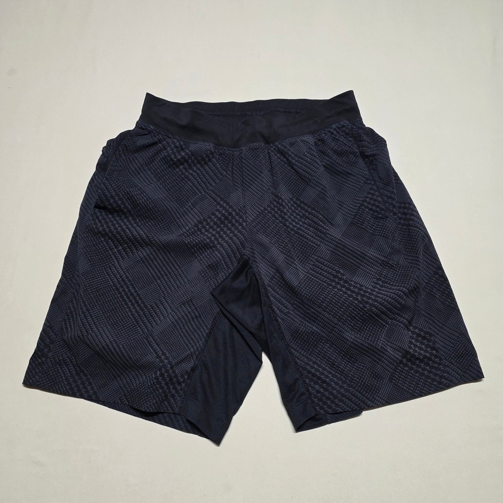 Lululemon Men Surge Training Short Lined Black Geometric Size Medium Drawstring
